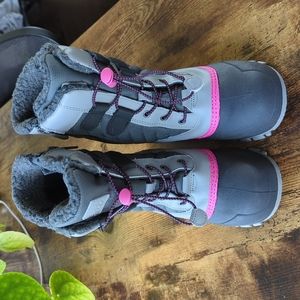 NEW ALL IN MOTION THERMOLITE GIRLS SIDE ZIP WINTER BOOTS GRAY/PINK SIZE 1